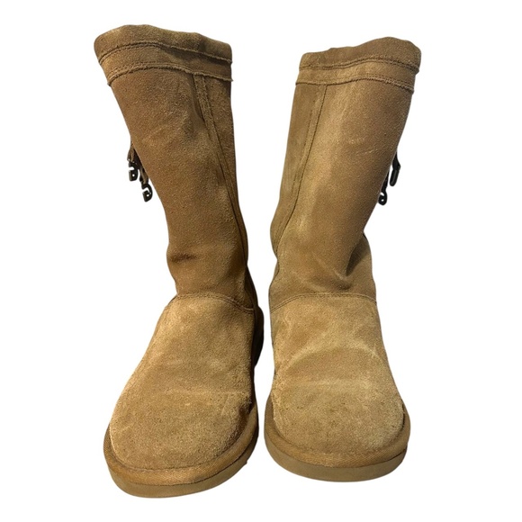 UGG Girls Size 5 Larynn Rhinestone Charms Tan Y2K Suede Boots Women’s SZ 6.5/7 - Picture 3 of 11